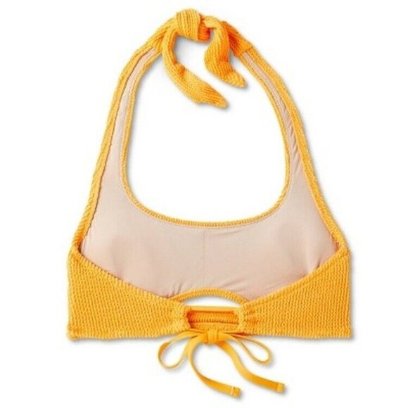 Shade & Shore Medium 8-10 Orange Textured Cut-Out Halter Style Bikini Swim Top - Picture 4 of 7
